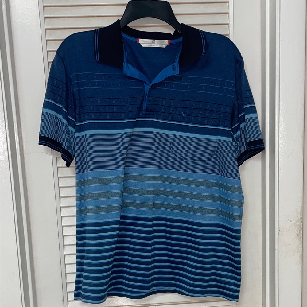 Men's Blue Striped Polo Shirt